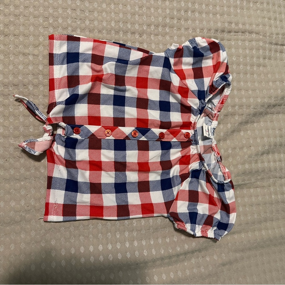 Toddler girl like new Checkered Top - Red, Blue, and White